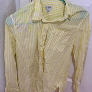 J. Crew Men's Shirt in Yellow and White Stripes